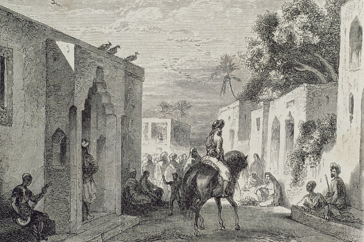 Gate i en by på Zanzibar, 1860-tallet av French School