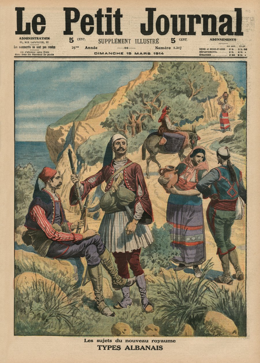 Emner for det nye riket, albanske typer, forsideillustrasjon fra 'Le Petit Journal', tilleggsillustre, 15. mars 1914 av French School