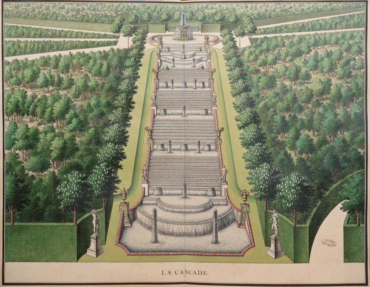 T.1 n.27 Plan over fontenen ved Marly, 1714 av French School