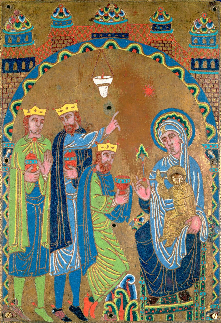 The Adoration of the Magi, ca. 1189 (champleve-emalje på kobber) av French School