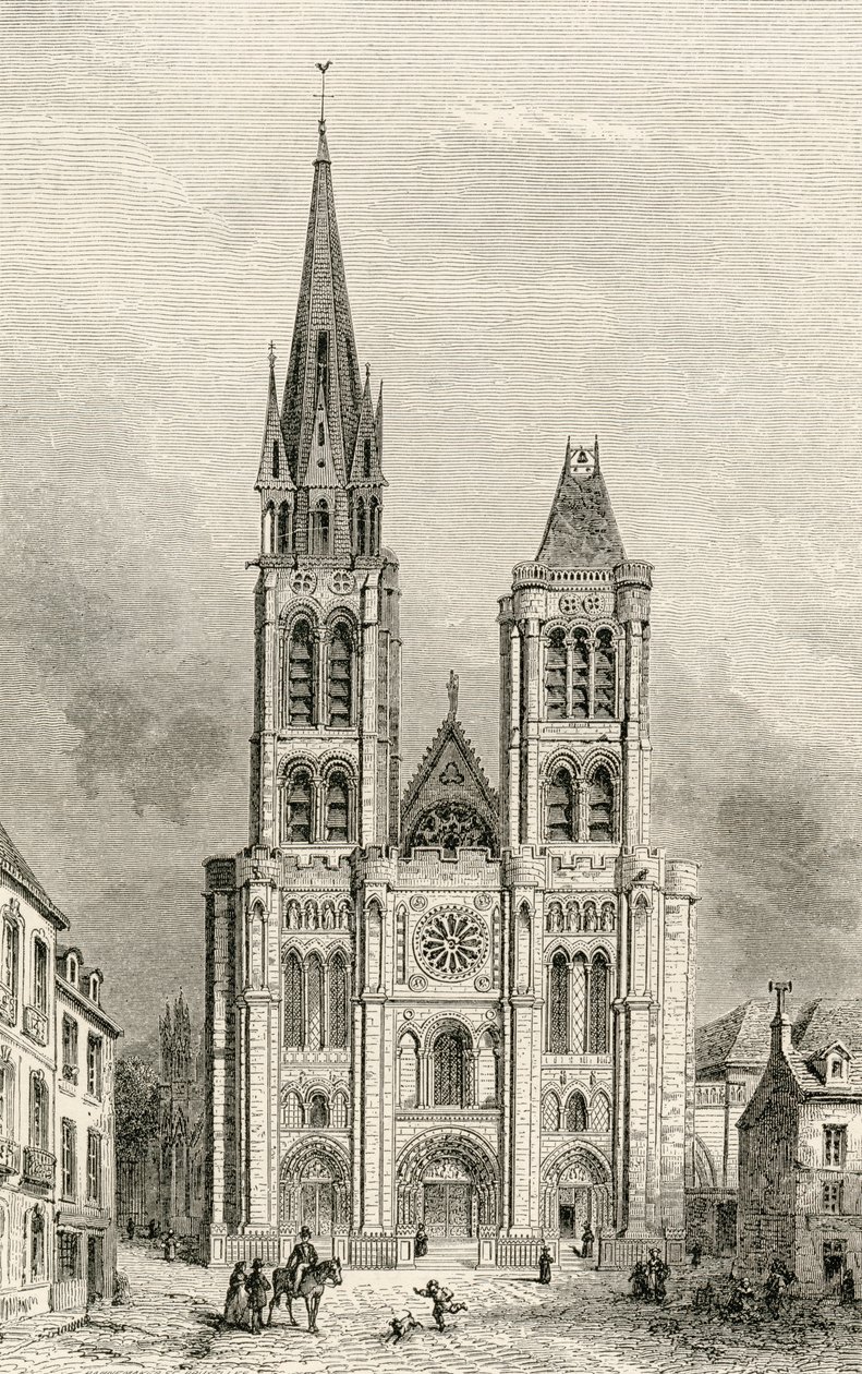 Saint Denis-katedralen, med nordtårnet før det ble revet, fra 