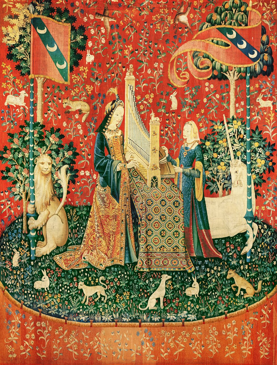 The Lady and the Unicorn: Hearing (teppe) av French School