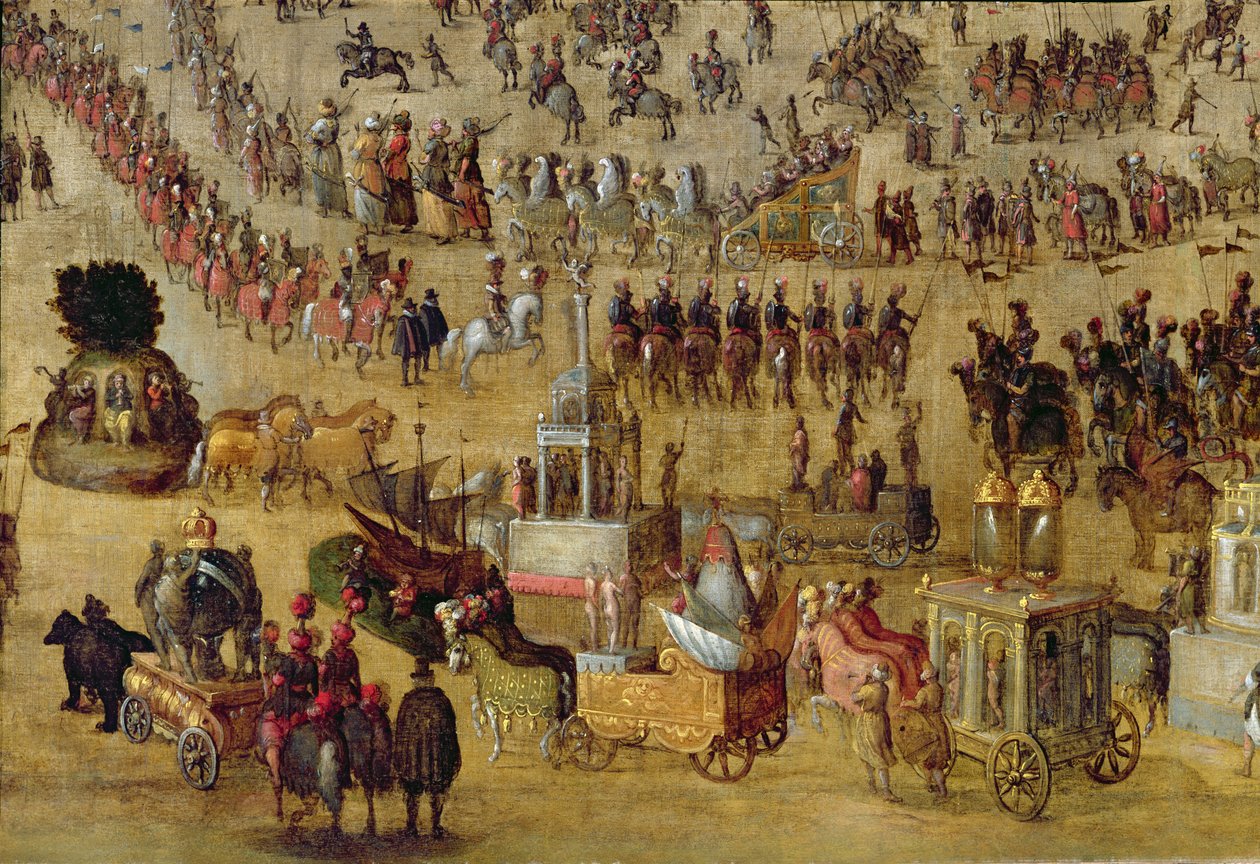 The Place Royale and the Carrousel i 1612 (detalj av 161010) av French School