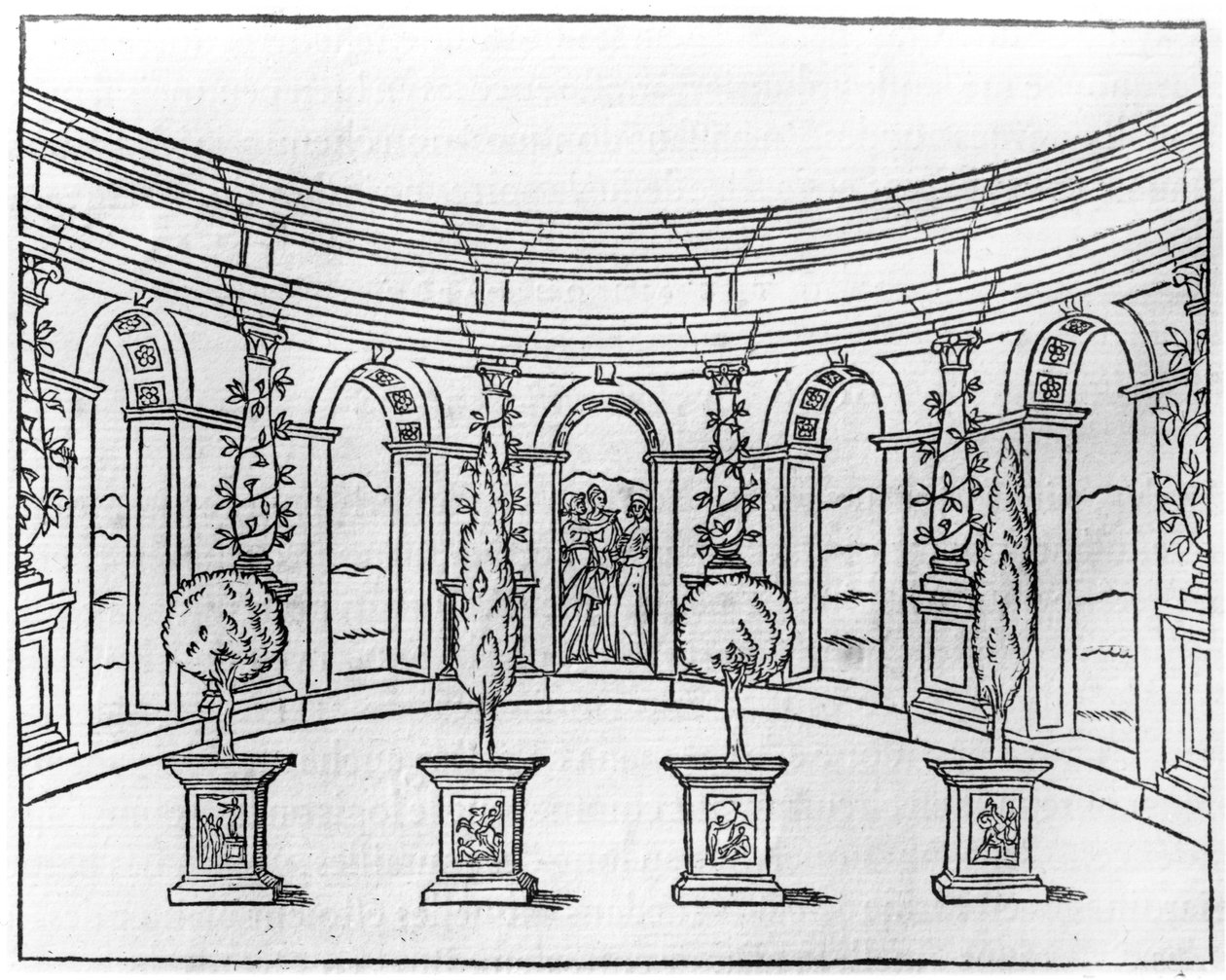 Theleme Abbey, fra 'Le Songe de Poliphile' av Francois Rabelais (1494-1553) utgave utgitt i 1554 av French School