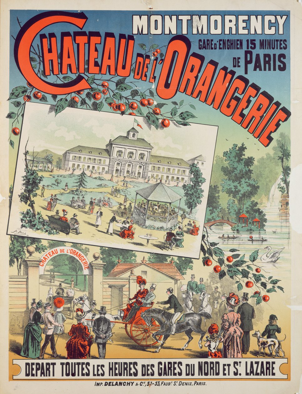 Reiseplakat-reklameturer med tog fra Paris til 