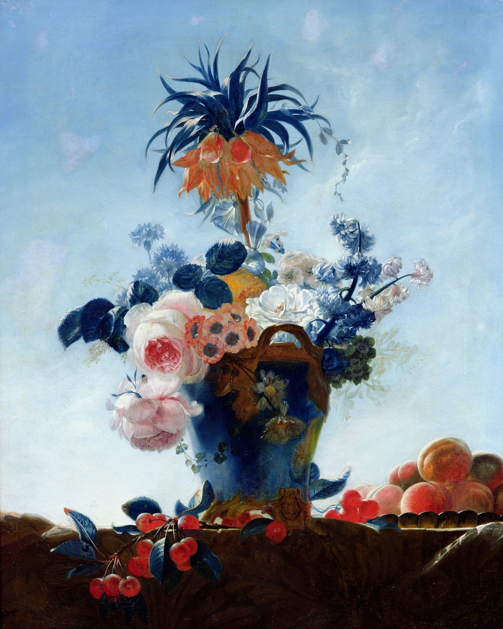 Vase med blomster av French School