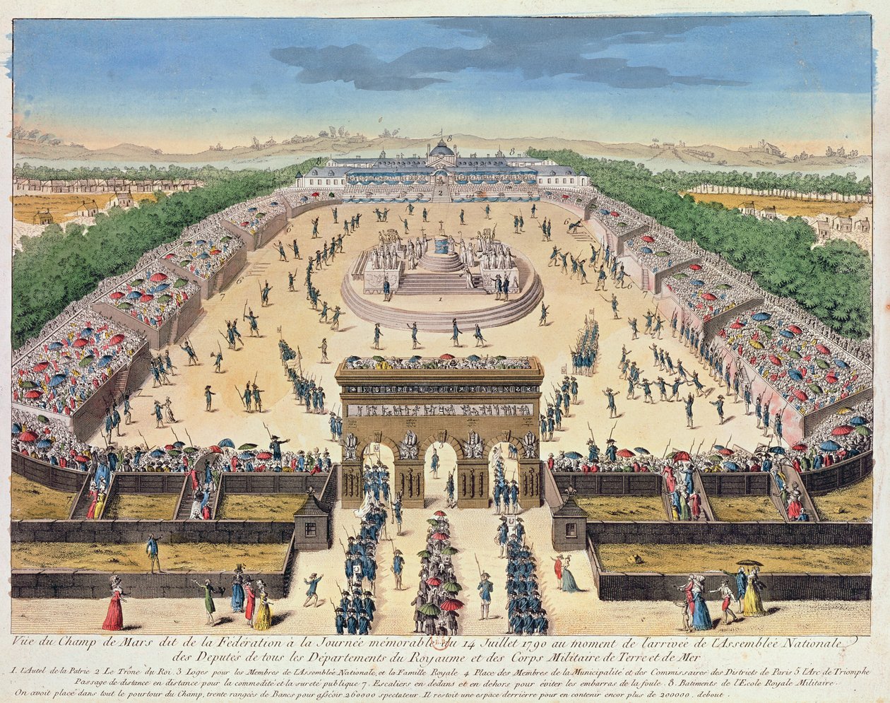 Utsikt over Champs de Mars, 14. juli 1790 av French School