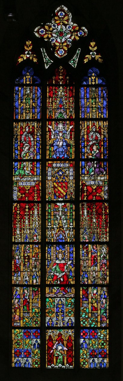 Vindu som viser Salomo på tronen, ca. 1320, 1300- og 1900-tallet (for det meste moderne) av French School