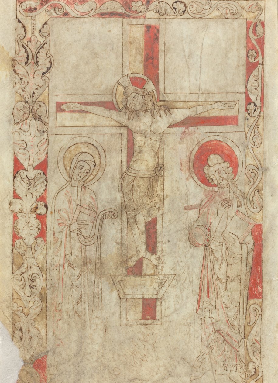Korsfestelsen [verso] av French 12th Century