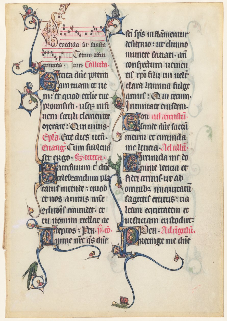 Manuskriptblad fra Beauvais Missal av French 13th Century