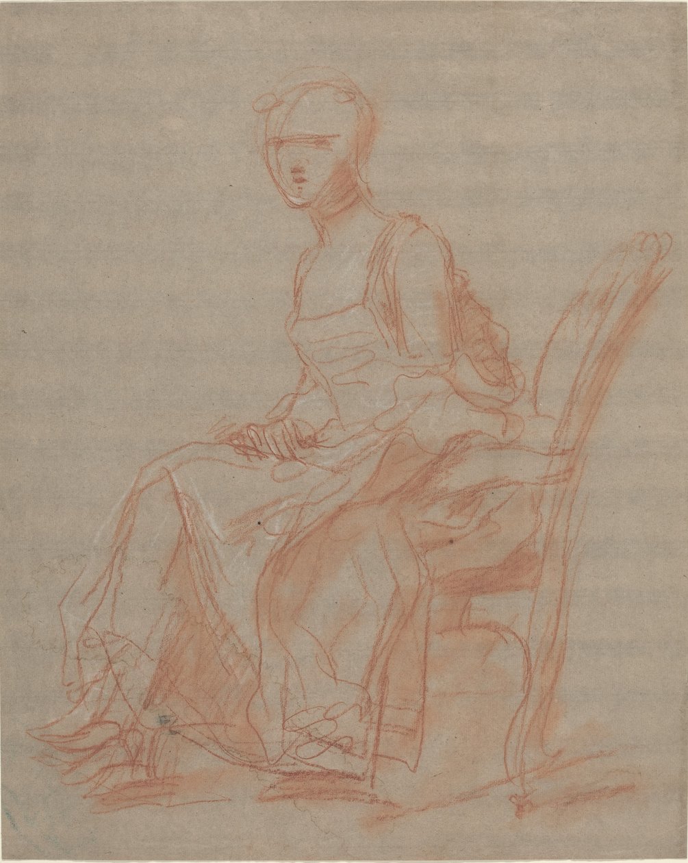 Sittende kvinne av French 18th Century