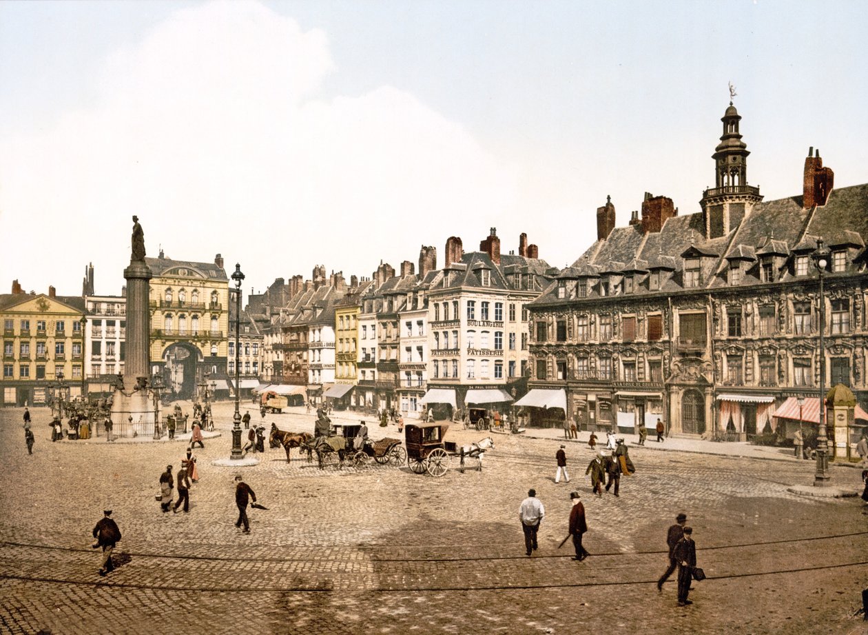 Place du General de Gaulle, Lille, 1890-1900 av French Photographer