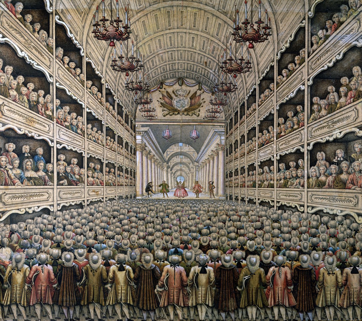 Et fransk teater (fargegravering) av French School