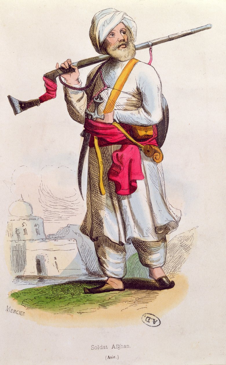 afghansk soldat, ca. 1840-50 av French School