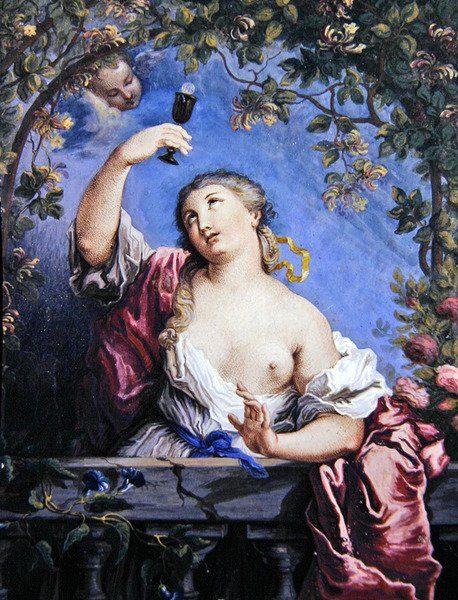 Allegory of Virtue (gouache på vellum) av French School
