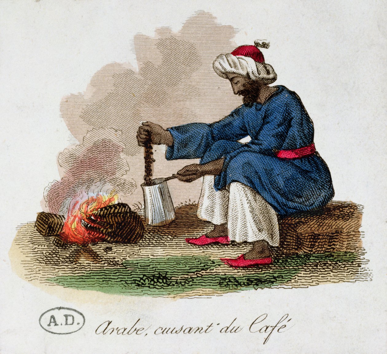 En arabisk som lager kaffe, tidlig på 1800-tallet av French School