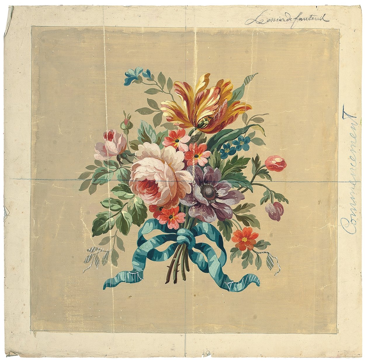 Aubusson design for en stolrygg av French School
