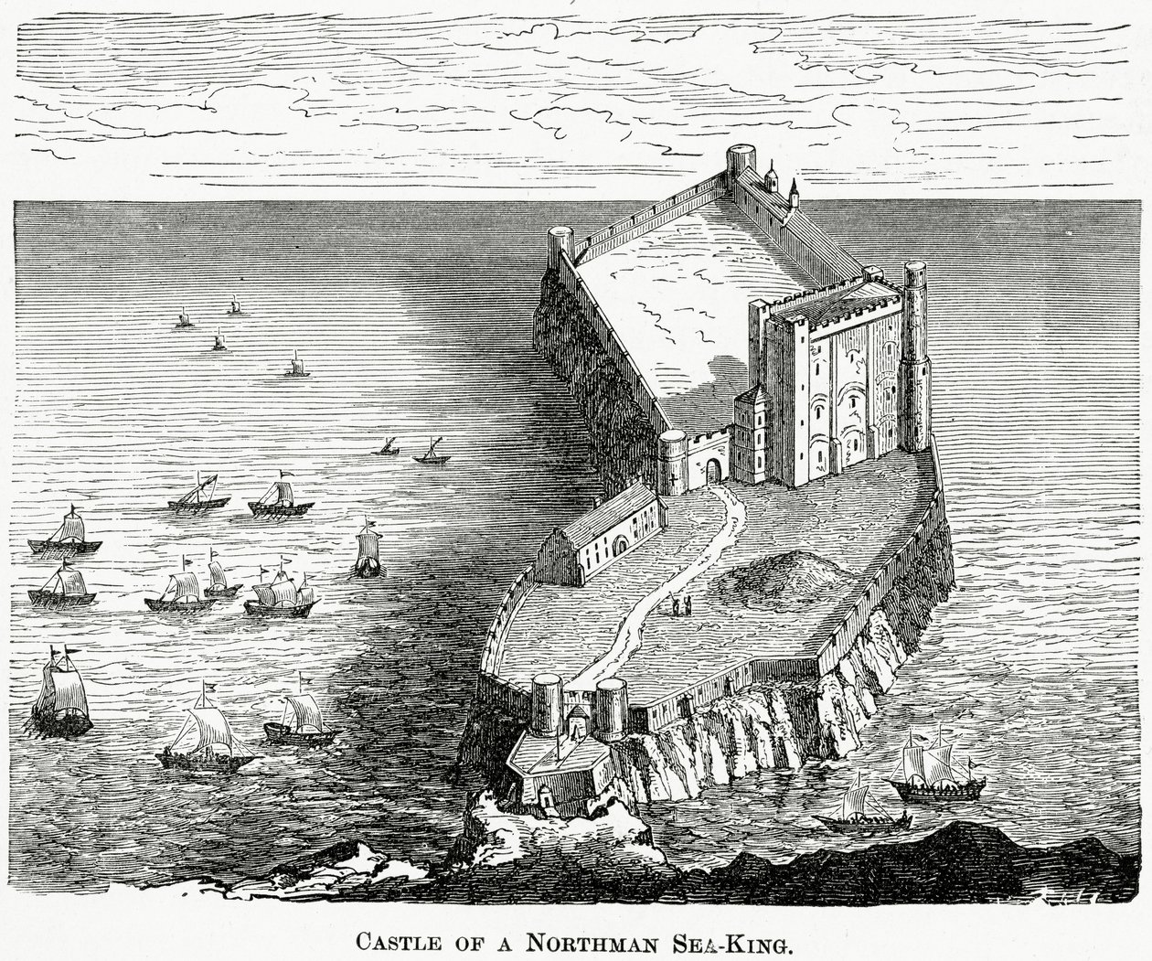 Slottet til en nordmannshavkonge, ca. 1880 av French School