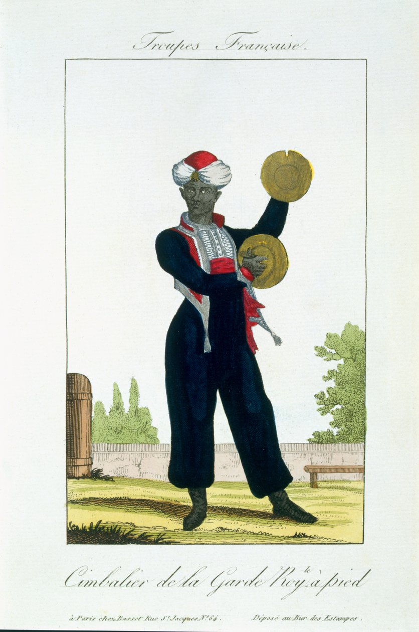 Cymbalspiller fra den kongelige garde, ca. 1790 av French School