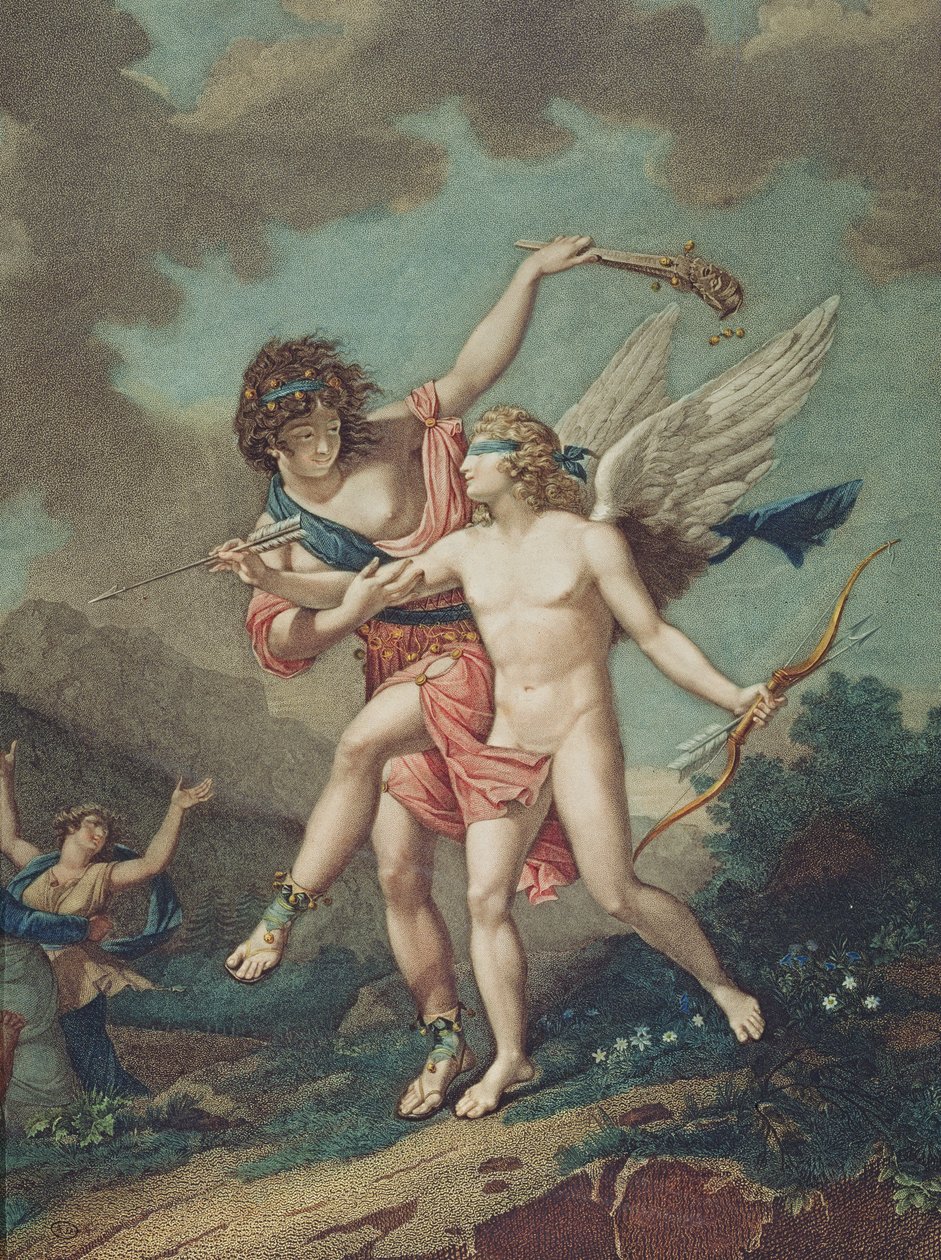Eros ledet av Madness, gravert av Godefroy av French School