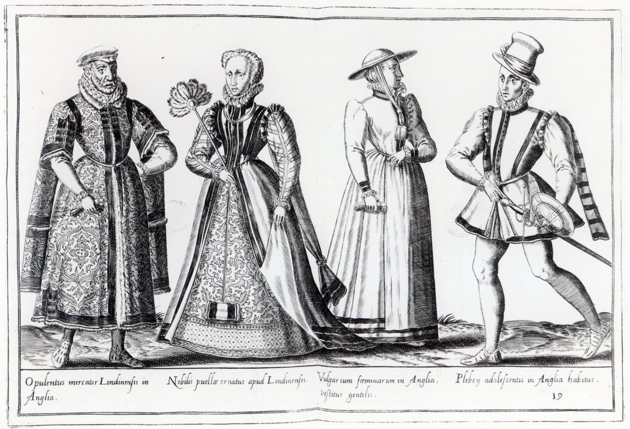 Mote under Tudor-perioden (gravering) av French School