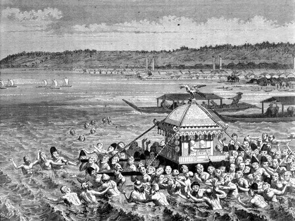 Festival of Gots-Tennoo på 1880-tallet (gravering) av French School
