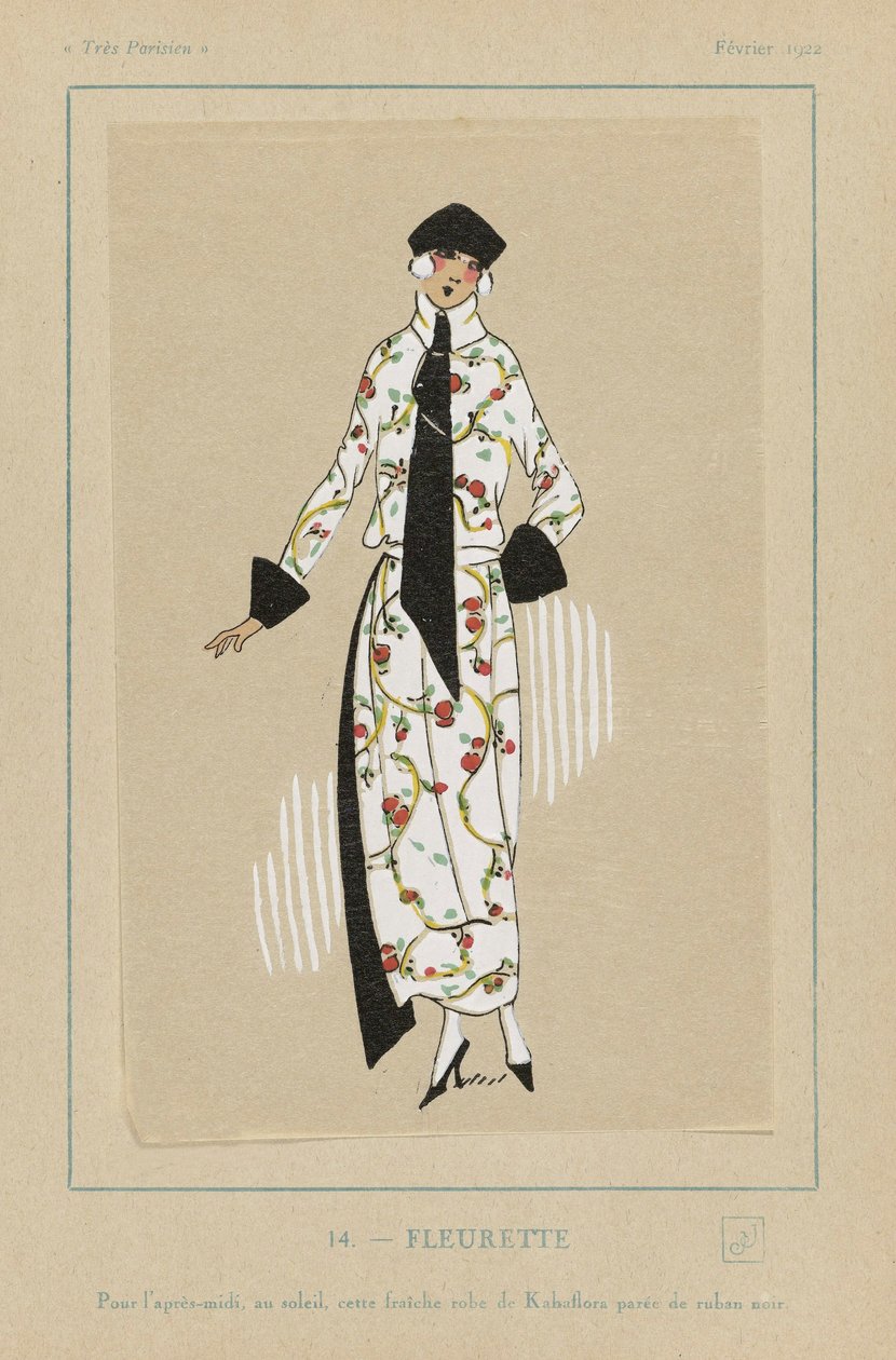 Fleurette, pub. 1922 sjablongtrykk. av French School