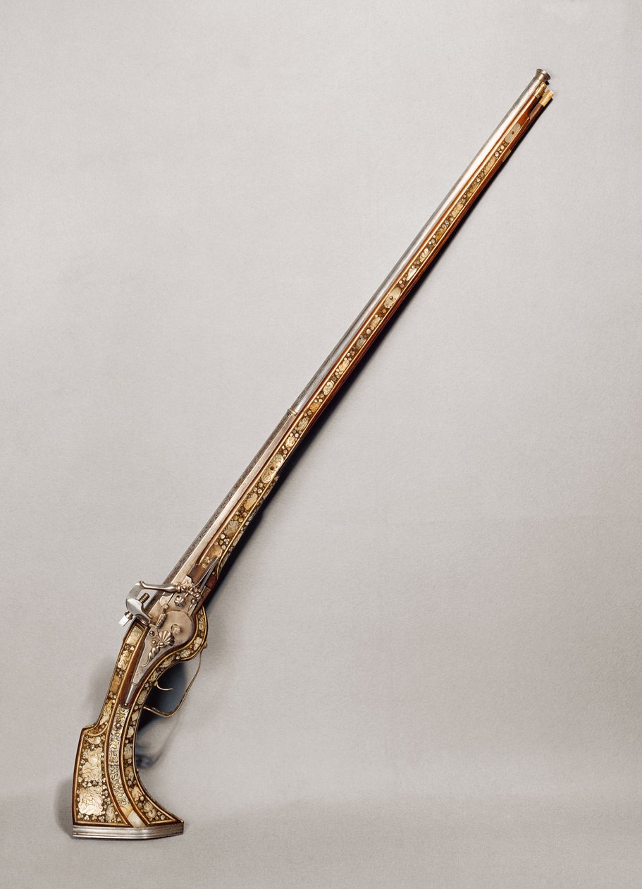 Flintlock rifle (tre og metall) av French School