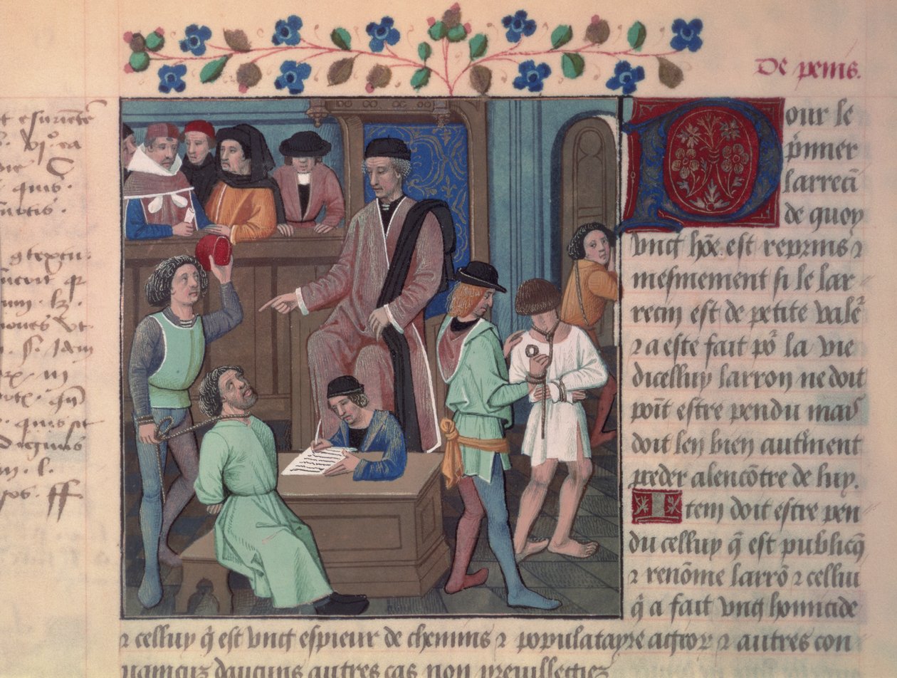 Fr 4367 f.55v En dommer som forhører fanger av French School