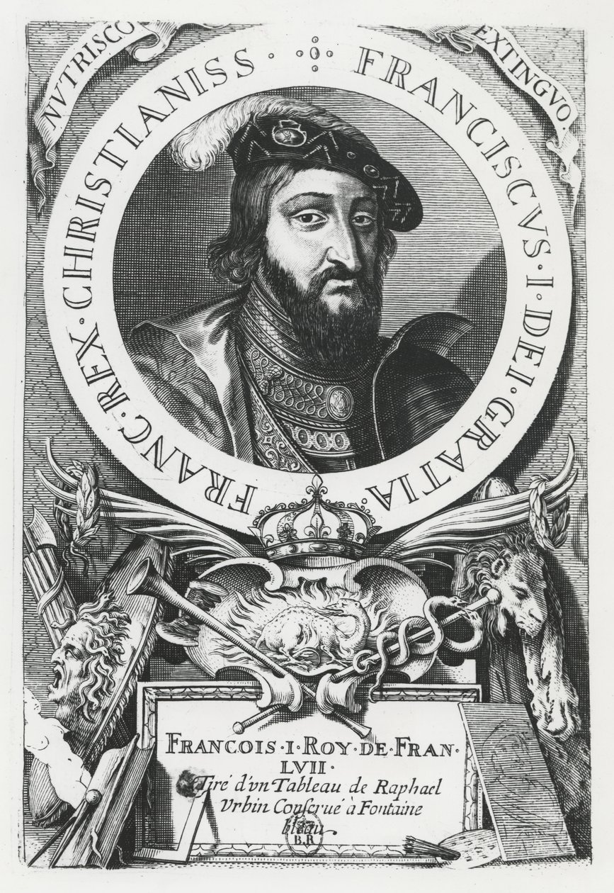 Frans I av Frankrike (gravering) av French School