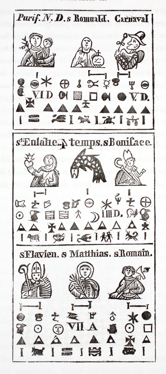 Hieroglyfiske tegn i en almanakk av French School
