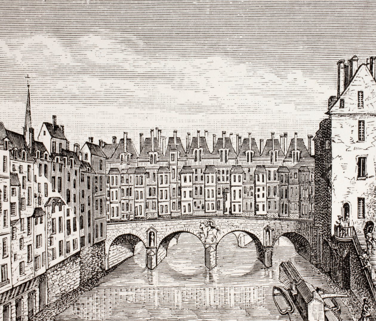Hus på Saint-Michel-broen, Paris, 1875 av French School