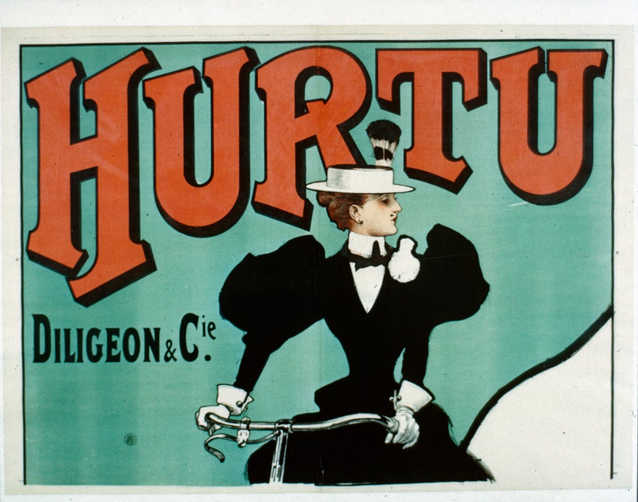 Hurtu Sykkelplakat, kun øverste halvdel, ca. 1899 av French School
