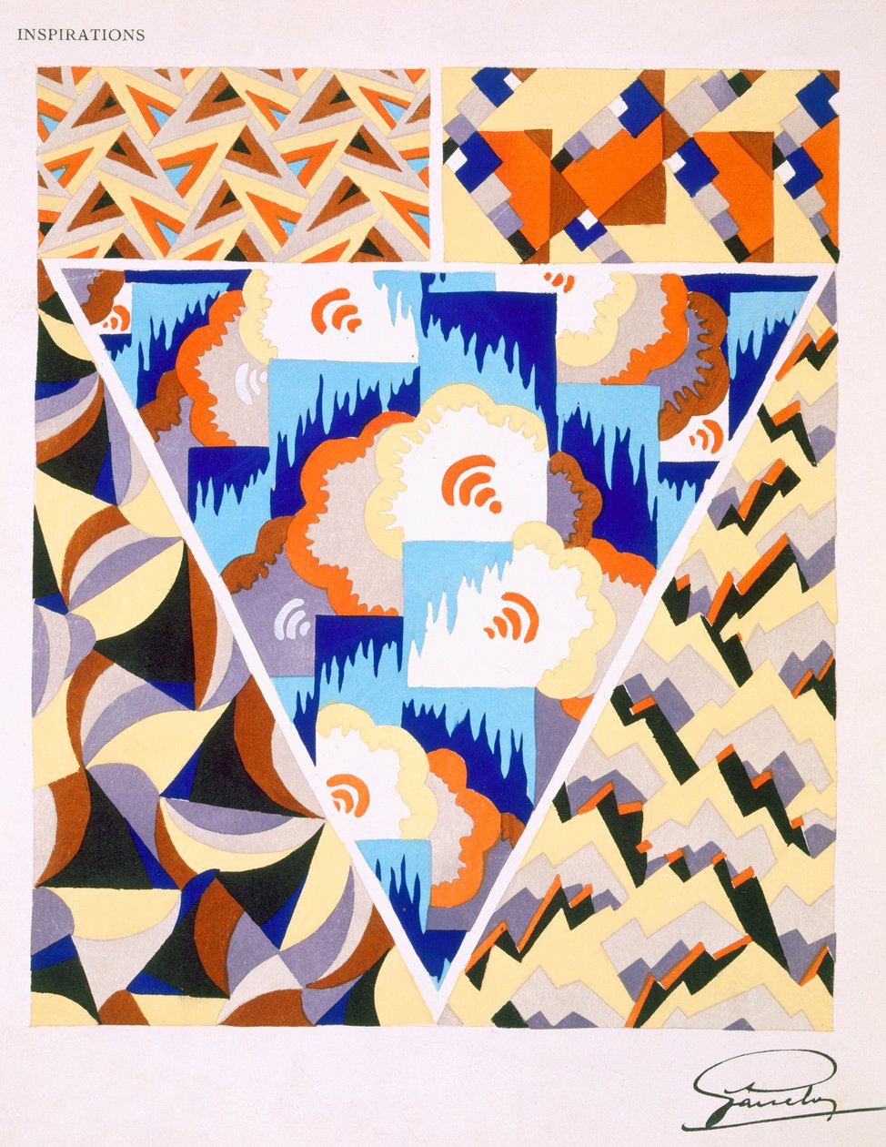Interiørdesignmønster, c1930-tallet. av French School