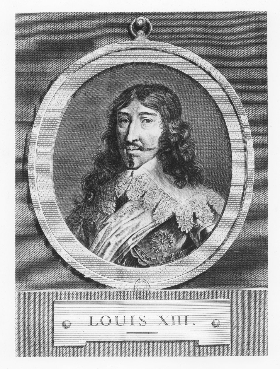 Ludvig XIII, konge av Frankrike (gravering) av French School