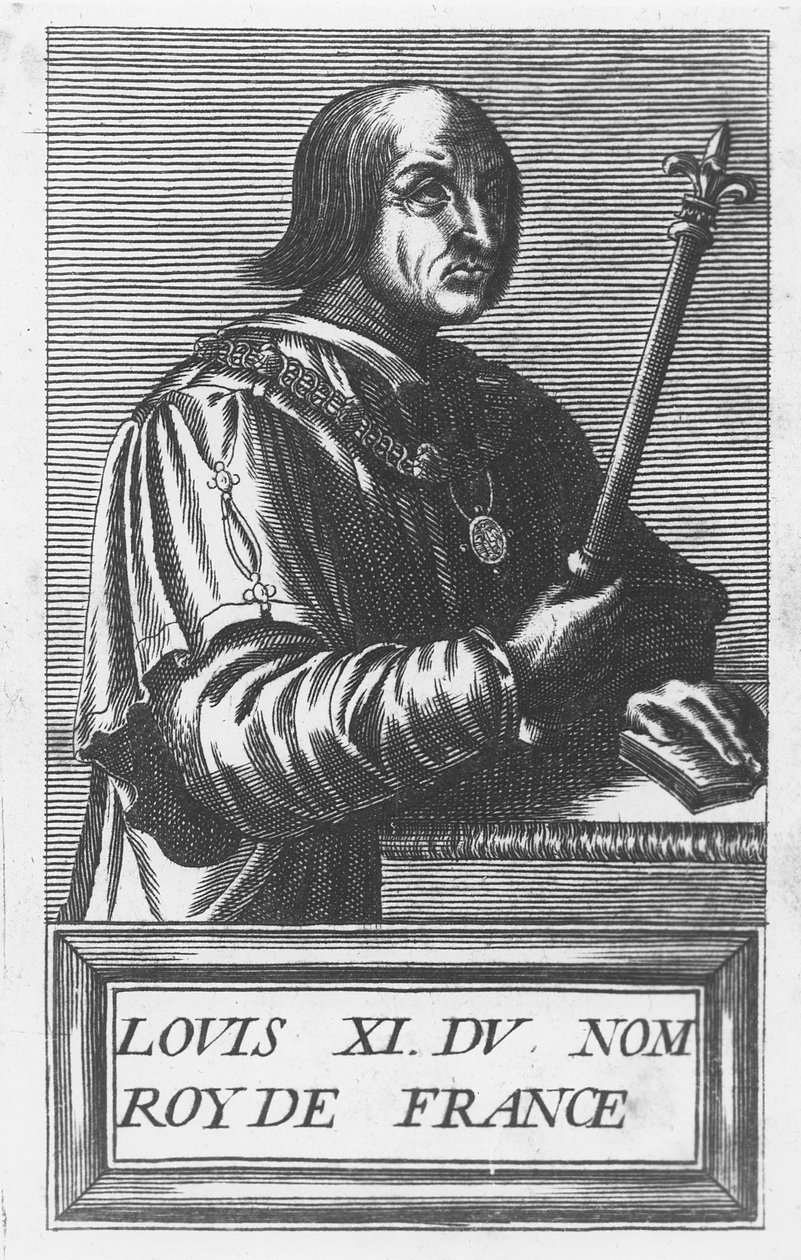 Louis XI, konge av Frankrike (gravering) av French School