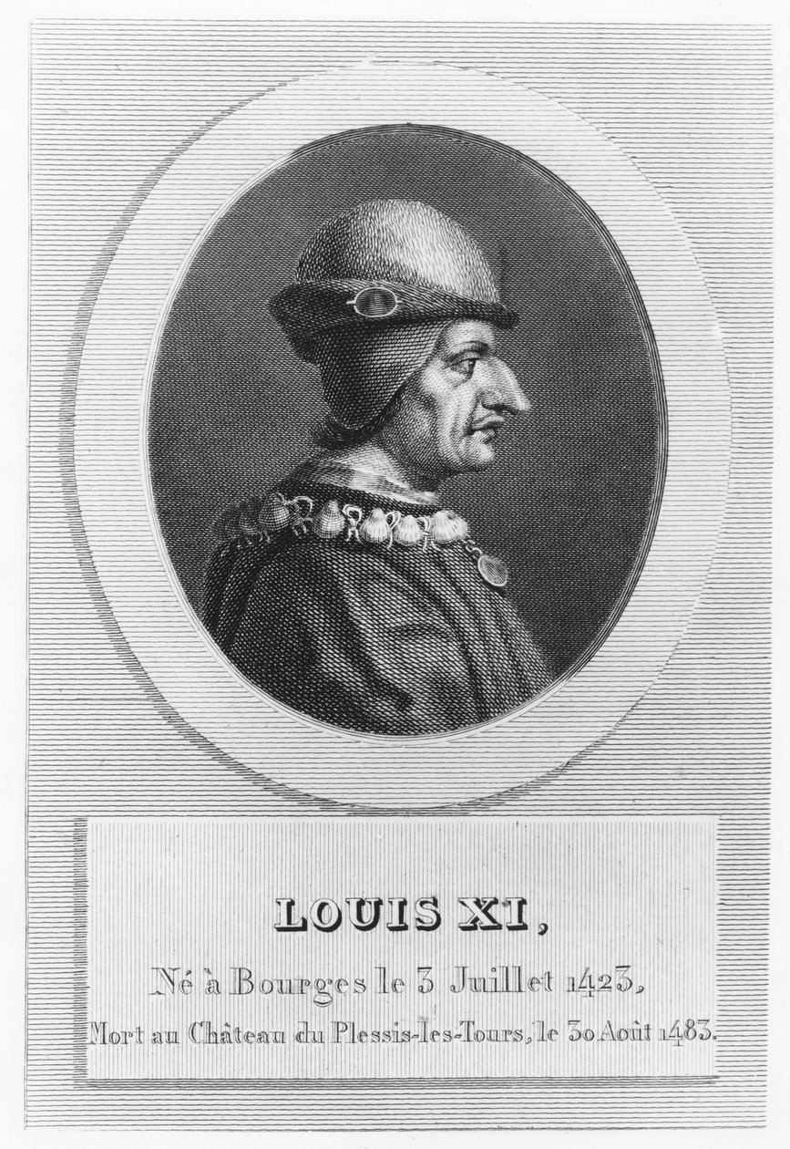 Louis XI, konge av Frankrike (gravering) av French School