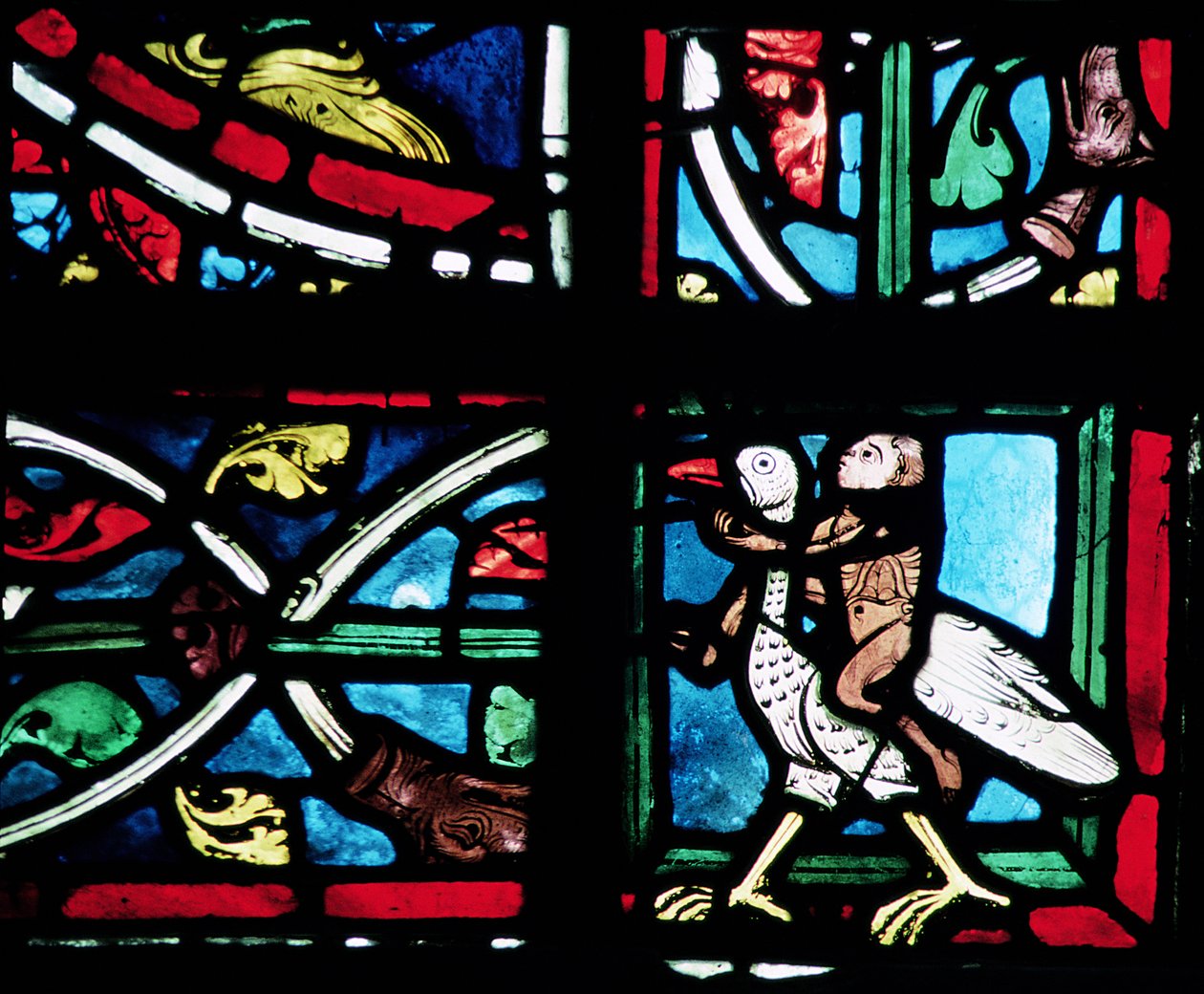 Mann som rir på en fugl, 1200-tallet av French School