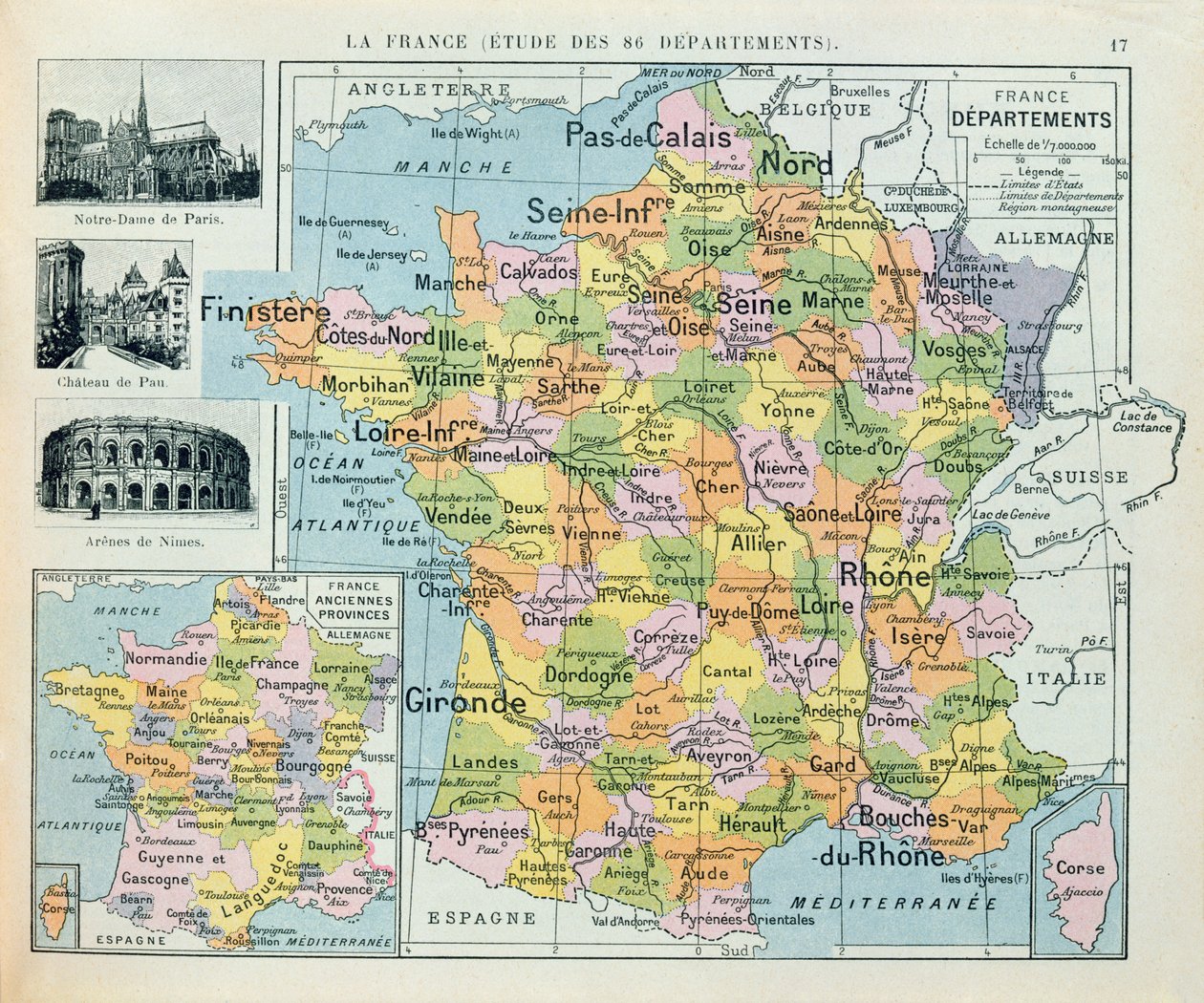 Kart over Frankrike, ca. 1914 av French School