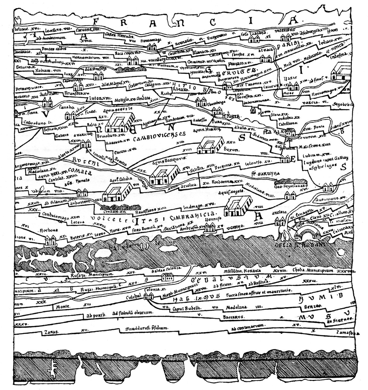 Kart over Gallia - fragment av French School