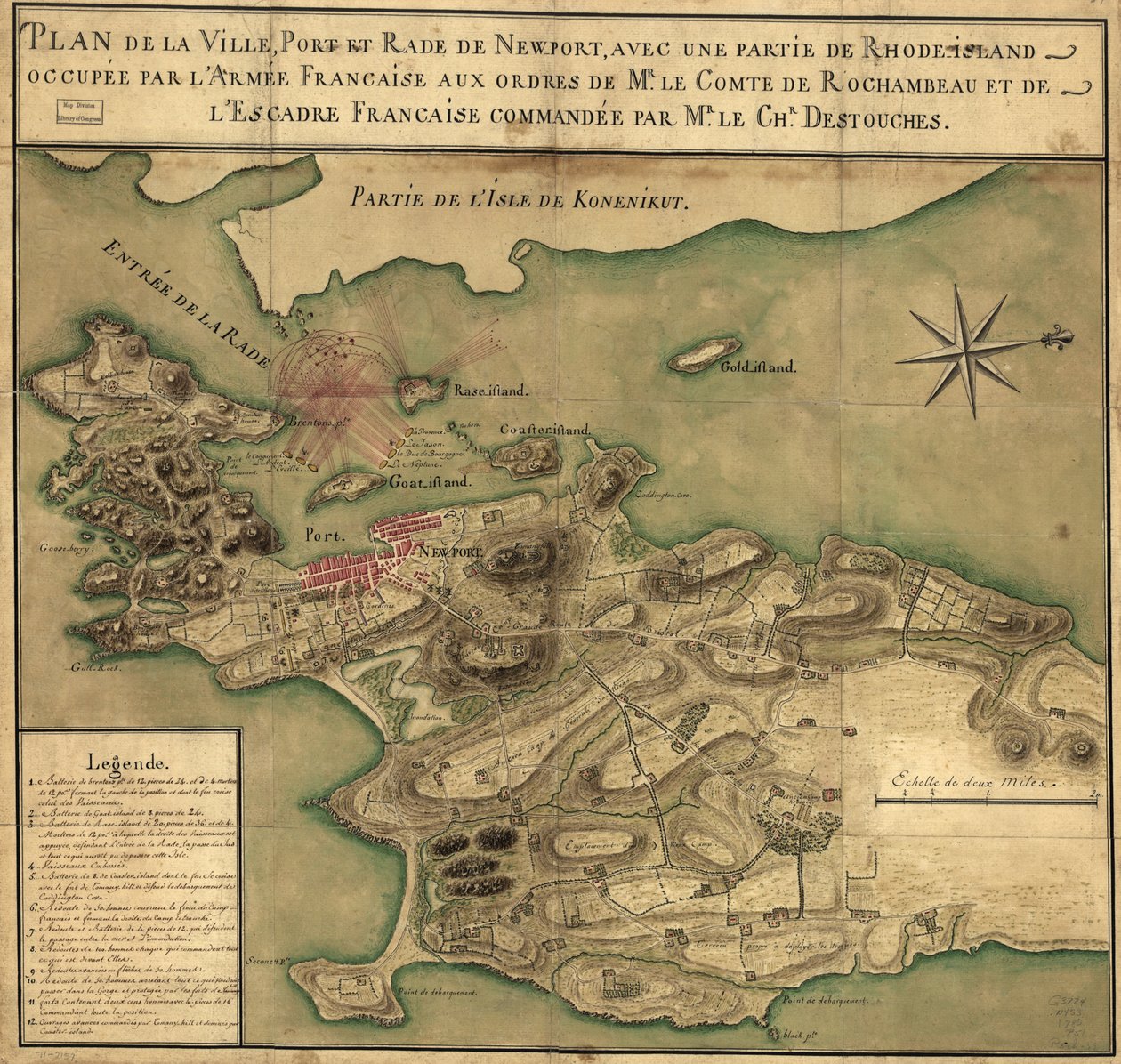 Kart over Newport, Rhode Island av French School