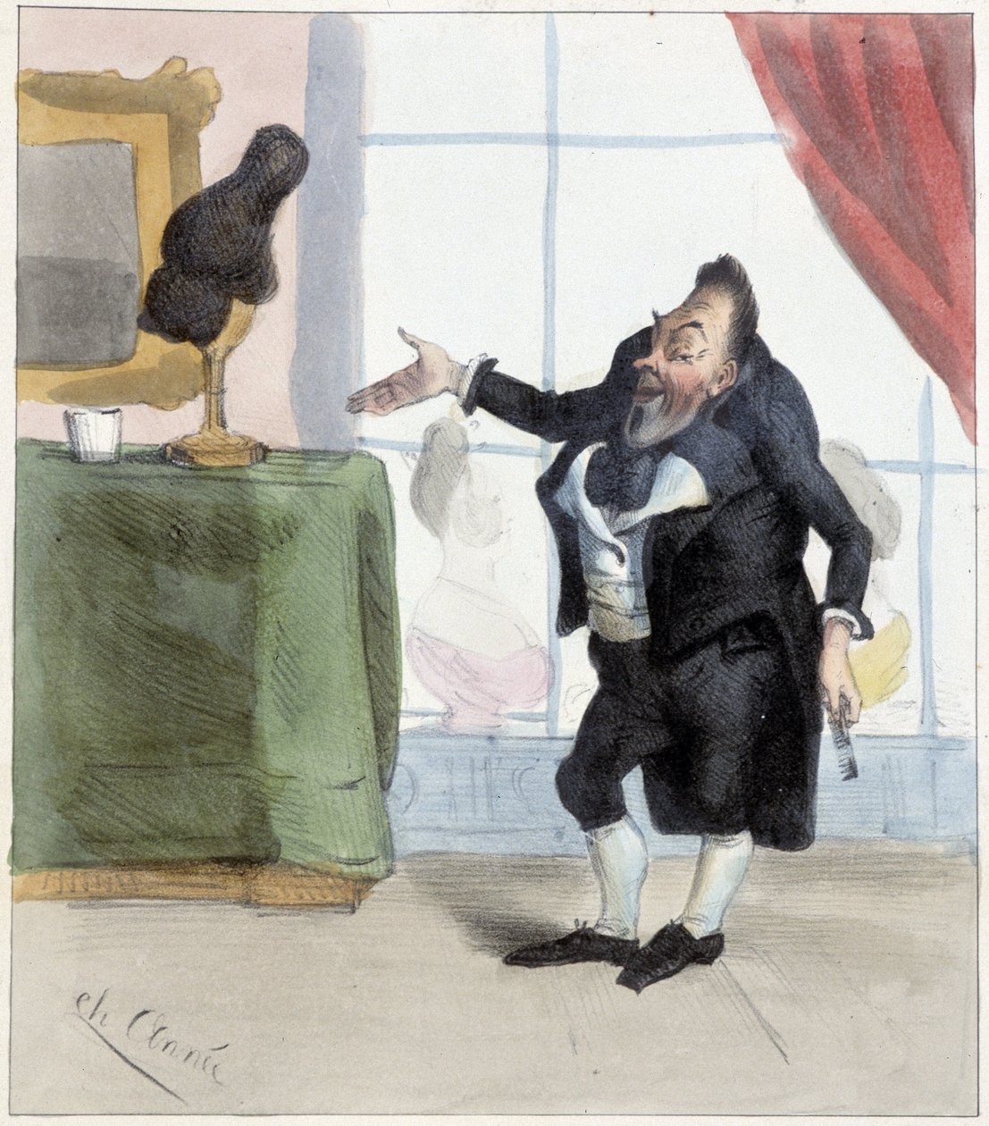 Mayeux-parykk, ca. 1850 av French School