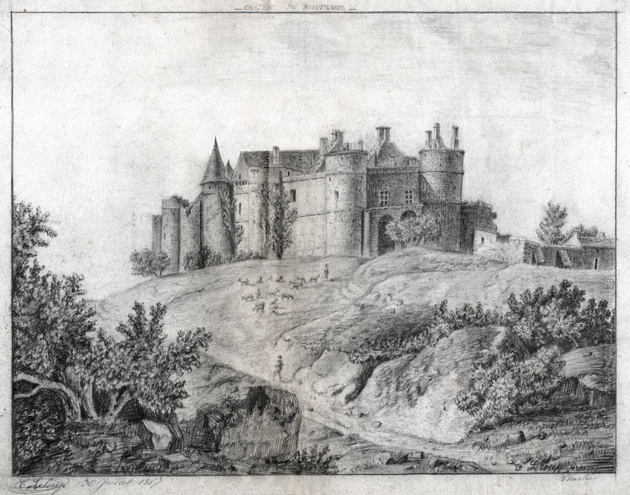 Montargis slott. (tegning av French School
