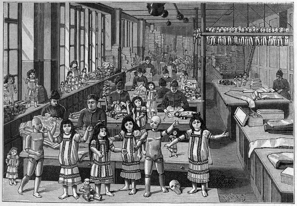 Montreuil dukkefabrikk i 1888. av French School
