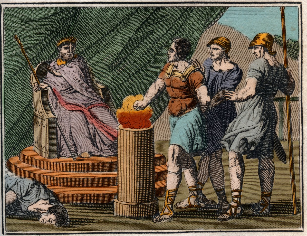 Mucius Scaevola før Porsenna. av French School