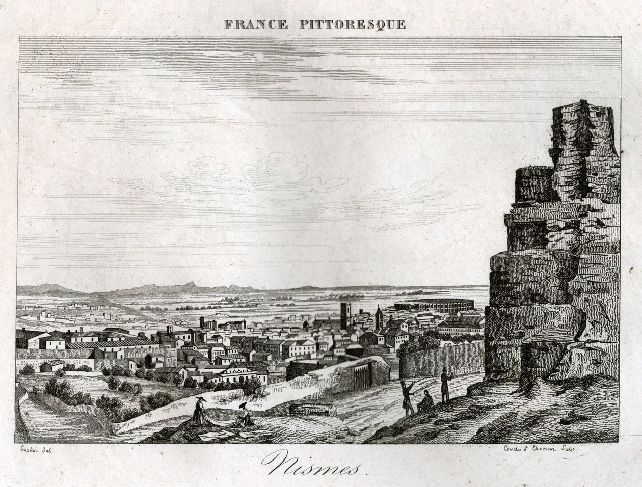 Nimes. (gravering, ca. 1850) av French School