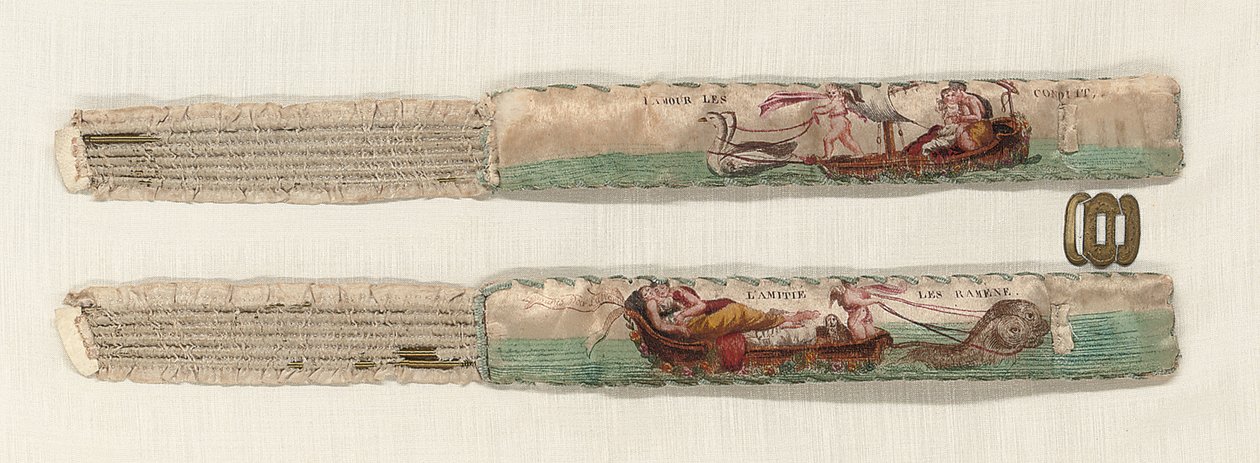 Et par strømpebånd, ca. 1770-90 (silke og metall) av French School