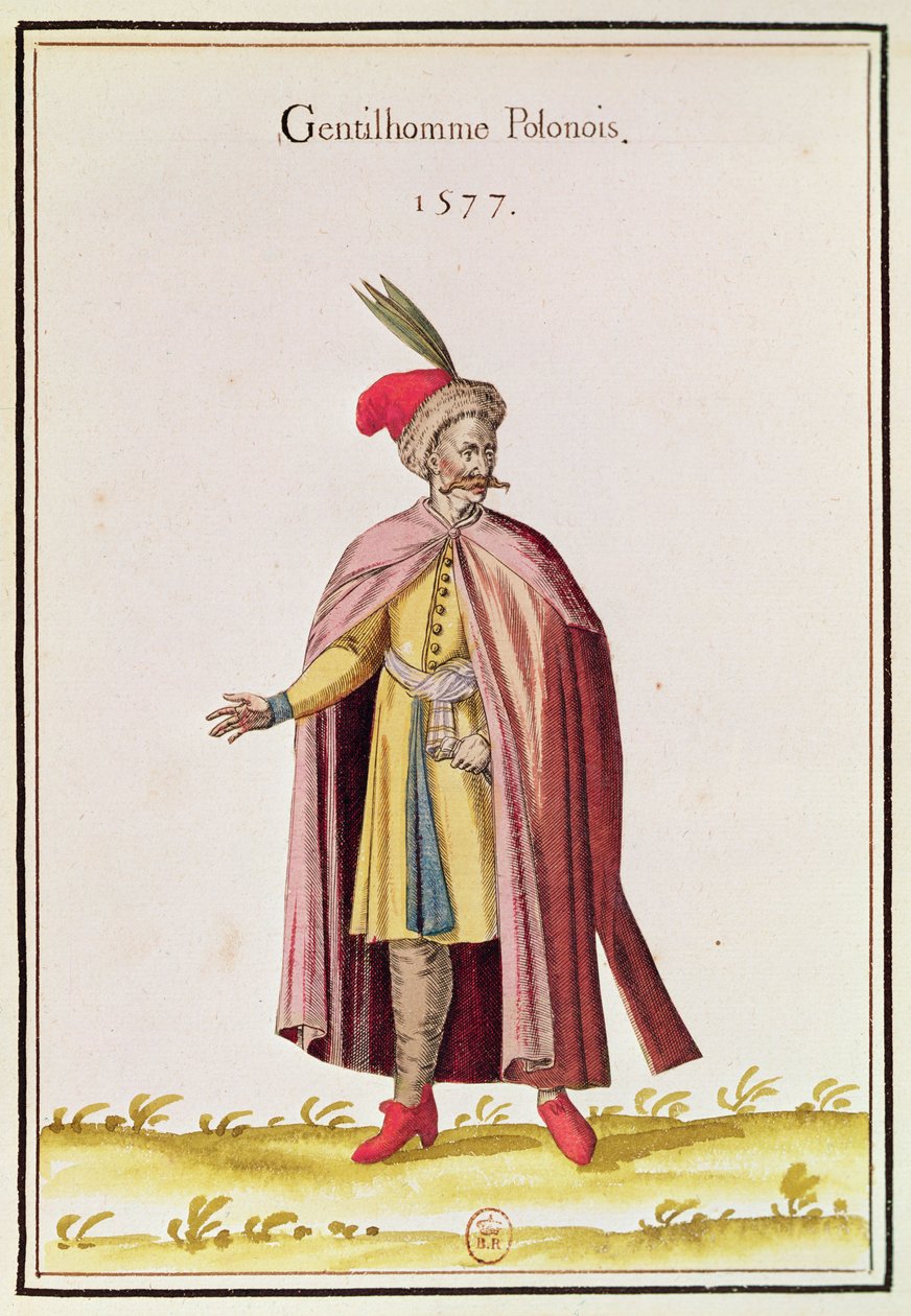 Polsk adelsmann, 1577 (fargegravering) av French School