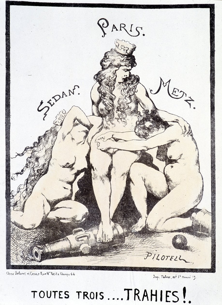 Politisk tegneserie "Alle tre ... forrådt!." av French School