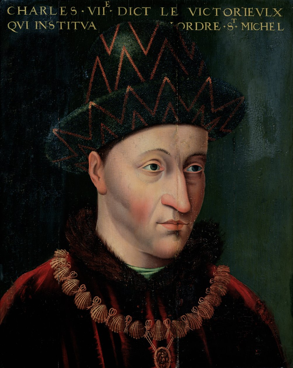 Portrett av Charles VII (1403-61) av French School